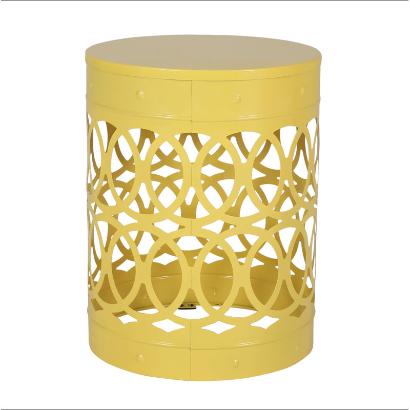 Outdoor Metal End Table -Large, Yellow