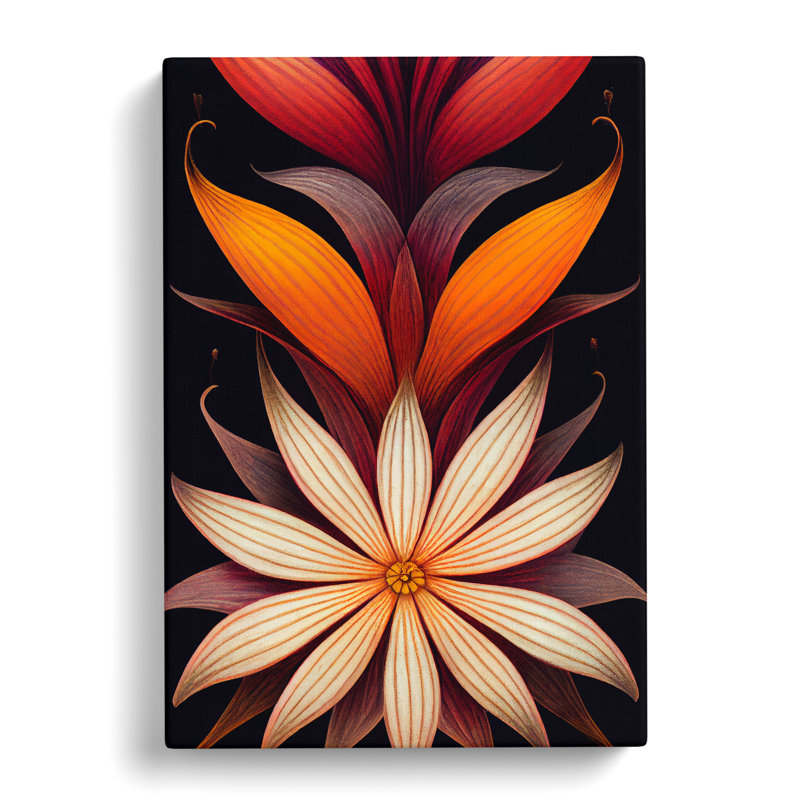 Art Deco Flower No.7 - Wrapped Canvas, 76cm H x 50cm W x 3cm D