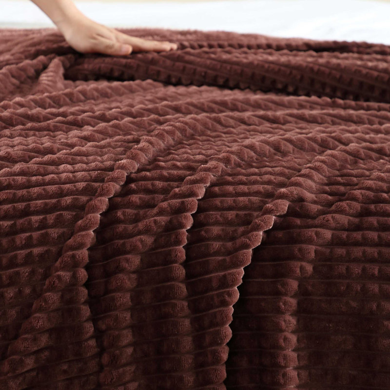 Kenneth Cole Textured Solid Plush Throw Blanket, Red