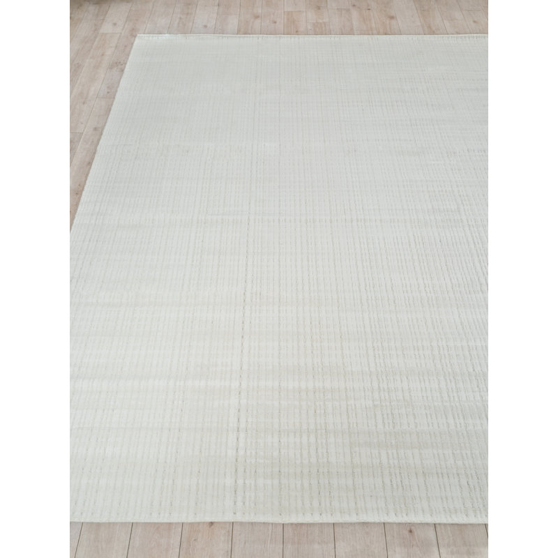 Cabrini Modern Handmade Silky Nylon, White Area Rug, Rectangle 2' x 3'
