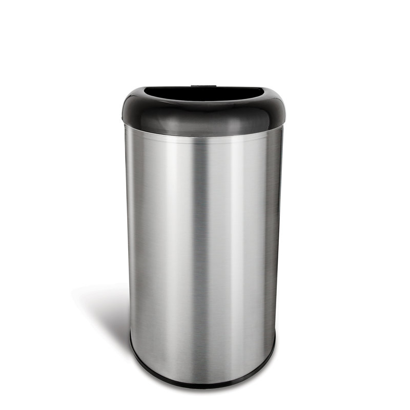 13.2-Gallon Black and Stainless Steel Touchless Trash Can