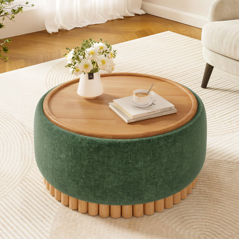 Pieds modernes en bois massif recouverts de chenille de 29 po, couvercle réversible à double usage et compartiment caché pour le mobilier de chambre d'étude