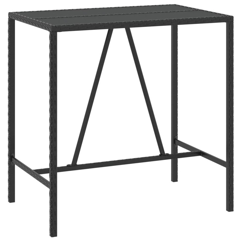 Dannyel Rectangular Glass Outdoor Bar Table, Black