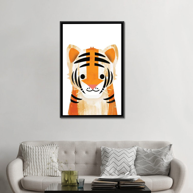 « tiger », art sur toile, H 26 po x l 18 po x P 1,5 po, Toile avec cadre noir, Pas de tapis