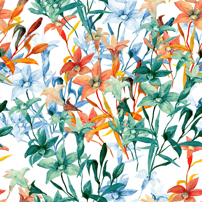 Panneau de papier peint fleurs L 10,4 pi x l 25 po