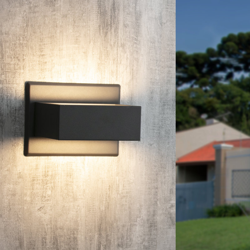 Alberson Aluminum LED Wall Light, Black, 5" H x 6" W x 7" D