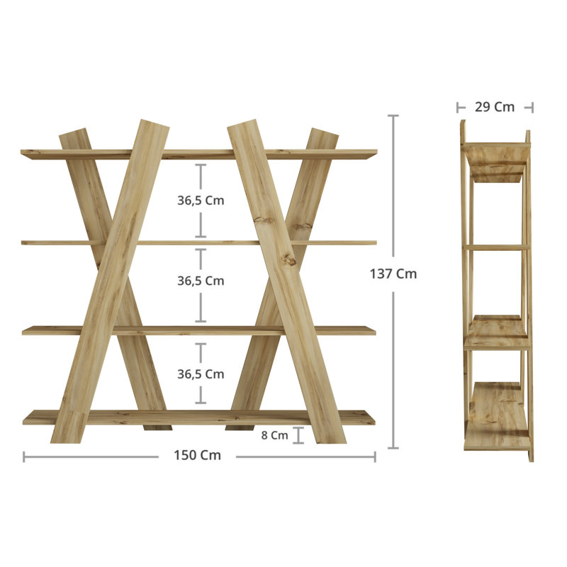 Étagère à livres H 53,94 po x l 59,06 po Frieda, Noyer