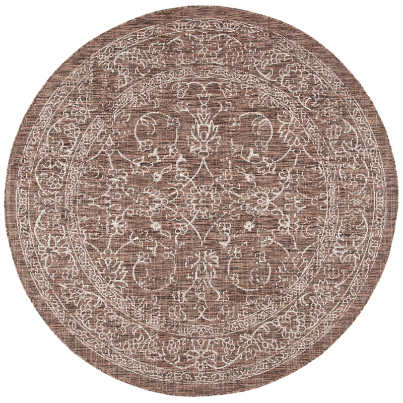 Tapis d'intérieur / extérieur performance Amedee, Brown/Ivory, Round 4'