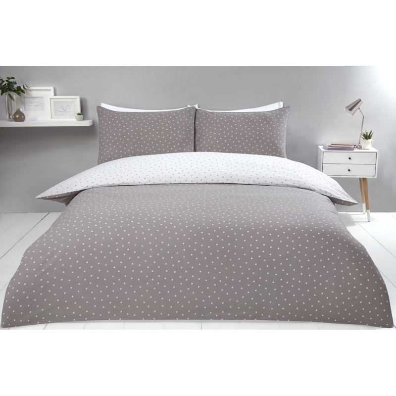 Fet Polyester Dots Duvet Cover Set with Pillowcases Included, Double - 2 Standard Pillowcases, Mink