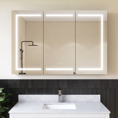 MEDUNJESS 54''X36'' Surface Mount Medicine Cabinet With Mirror And Defogger