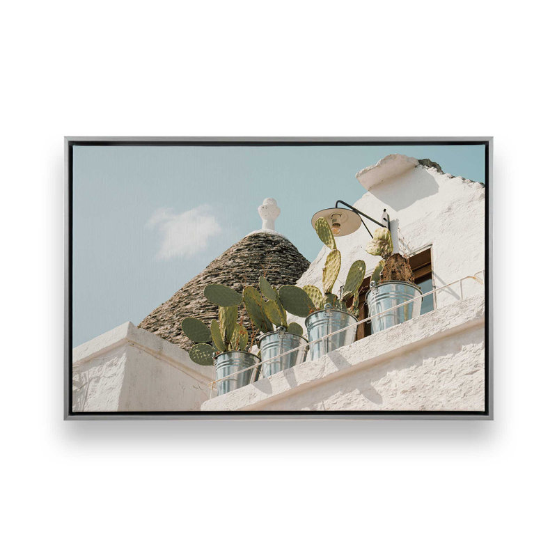 Impression sur toile Cacti Perch, Cadre en chrome poli, H 32,75 po x l 48,75 po x P 1,75 po