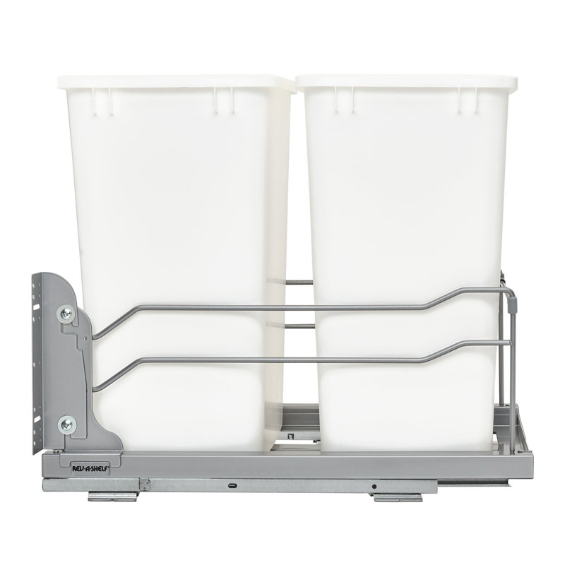 Rev-A-Shelf Double Pullout Trash Cans 35 qt. with Soft-Close , White