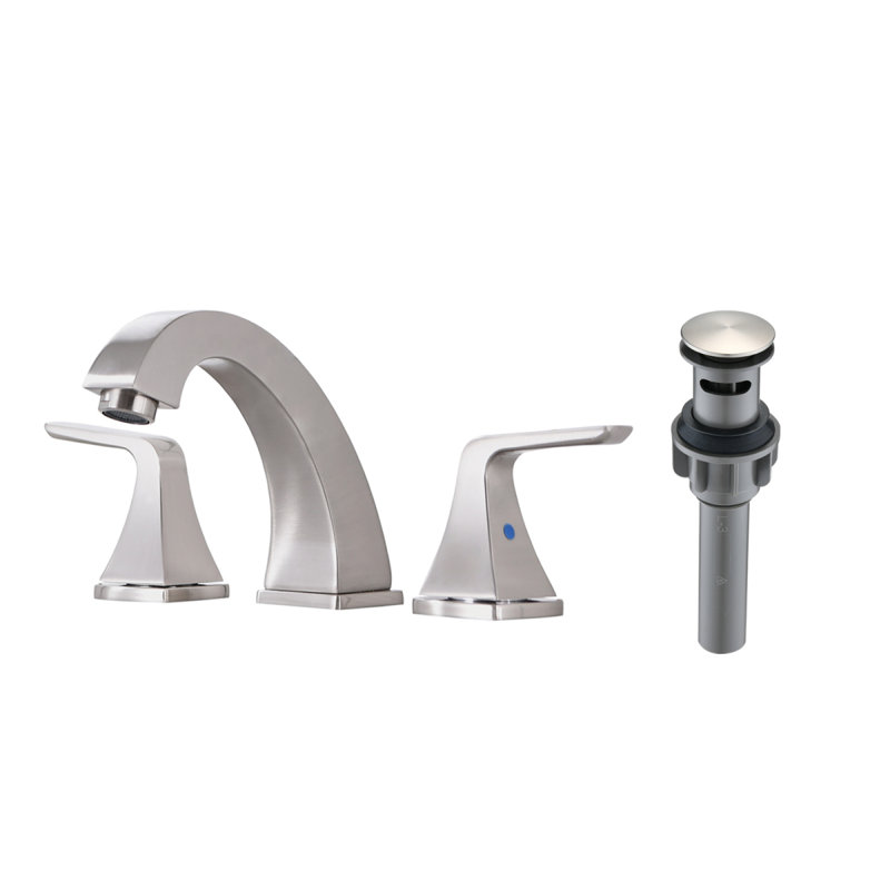 Widespread 2 Handles Bathroom Faucet With Pop Up Sink Drain Brushed Nickel, Brushed Nickel