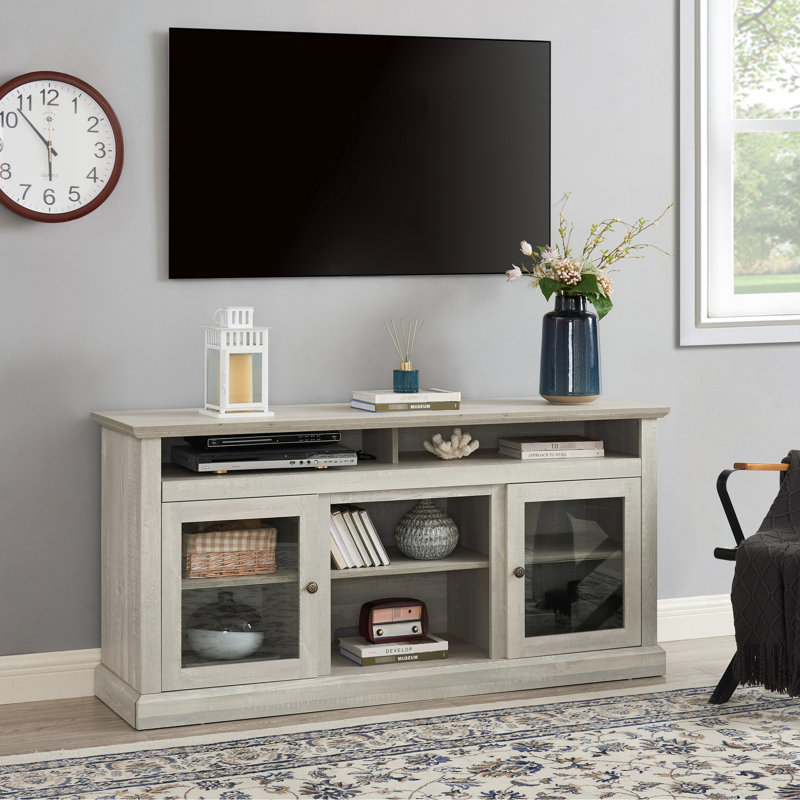 Meuble télé contemporain pour meuble télé de 65 po ou moins avec espace de rangement ouvert et fermé, l 60 po x P 15,75 po x H 29 po