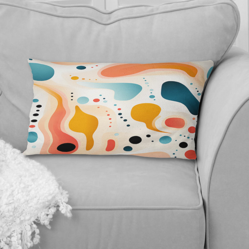 Doux doux multicolore abstrait Neutralité vague IV - Coussin décoratif imprimé abstrait