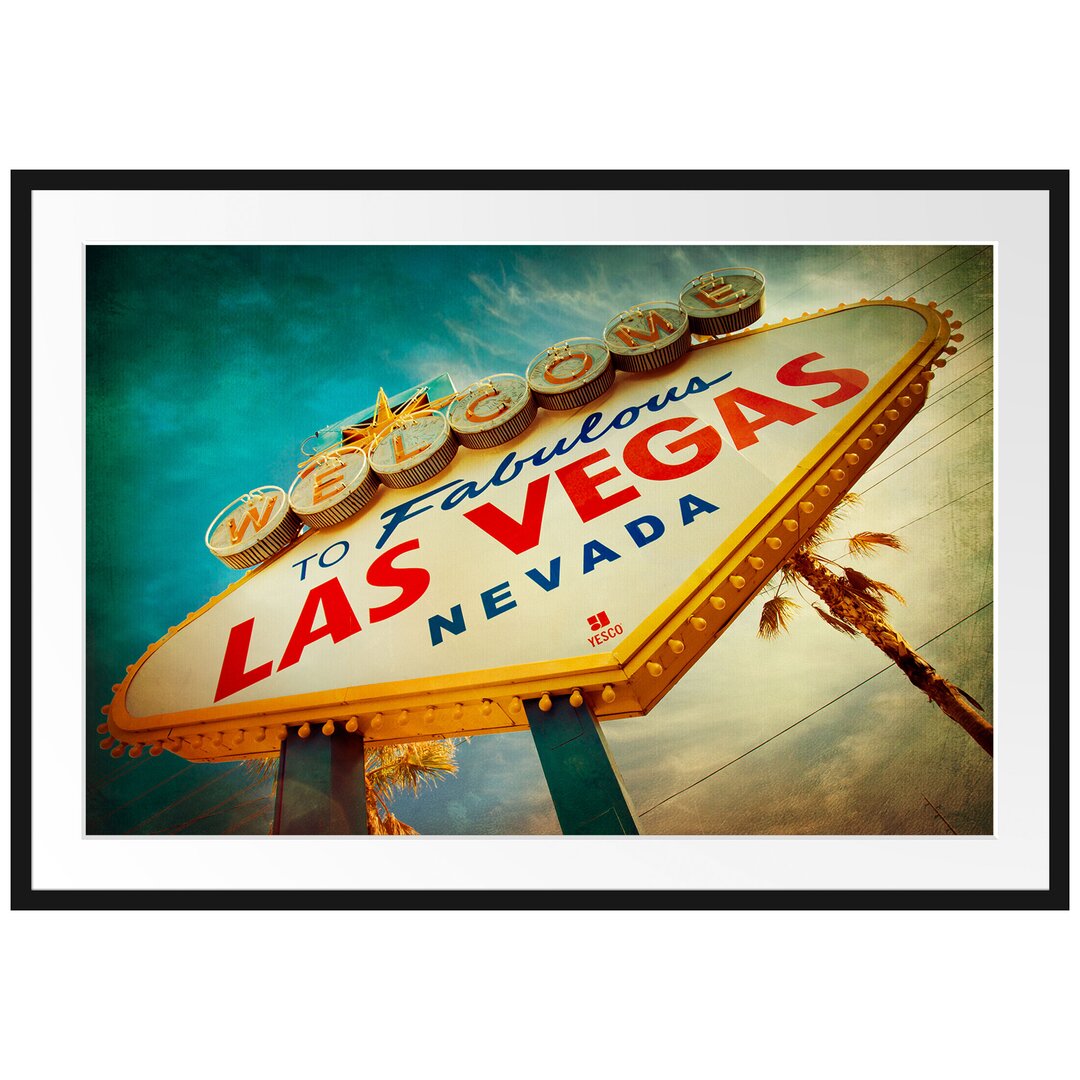 Gerahmtes Poster Las Vegas Retro Look