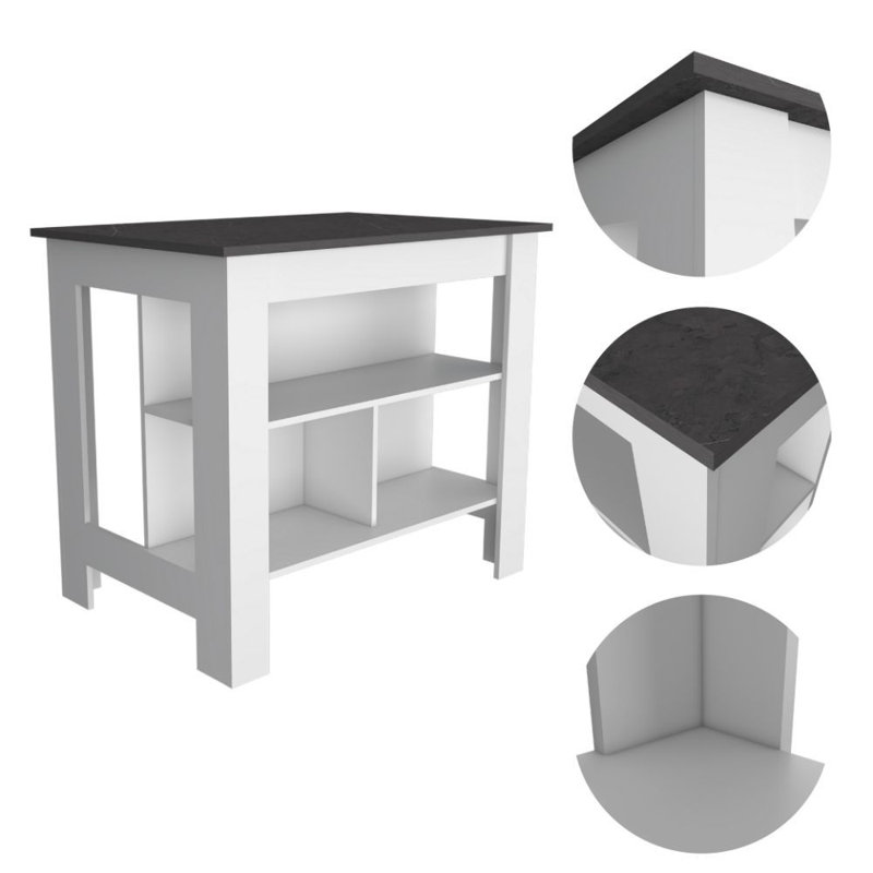 Cala 3-Shelf Wooden Kitchen Island