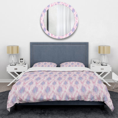 Motif ethnique rose - Ensemble de housse de couette abstrait - Polyester en microfibre