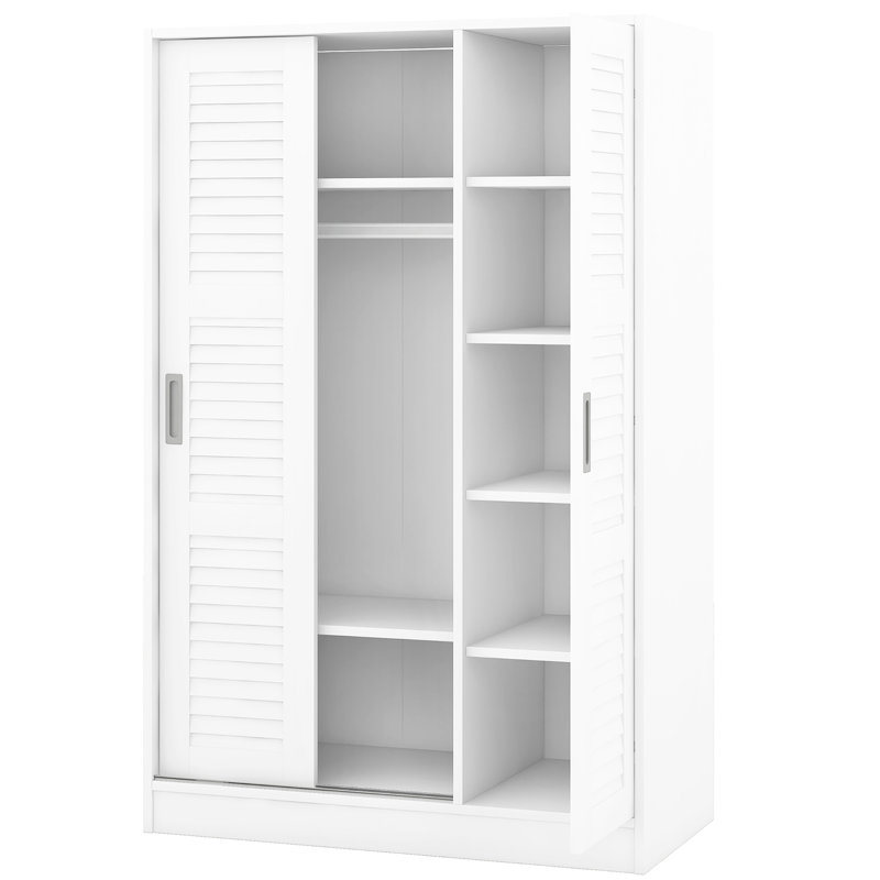Armoire moderne à 3 portes avec tablettes polyvalentes, blanc