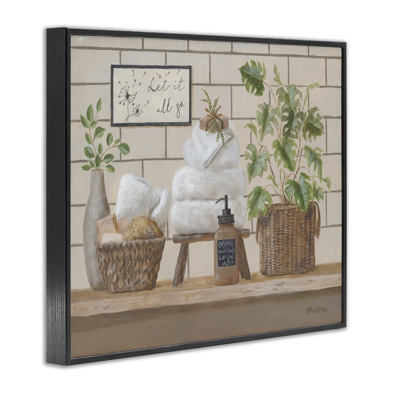 Comforting Bathroom Spa Still Life Canvas Print with Black Frame