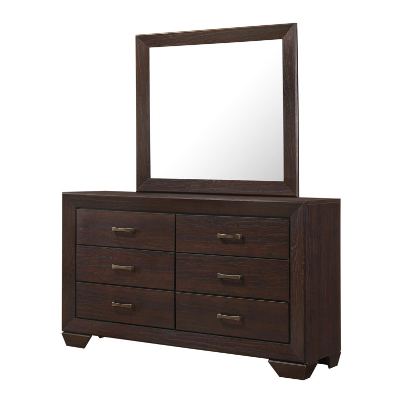 6-Drawer Dresser With Mirror Dark Cocoa, Dark Cocoa