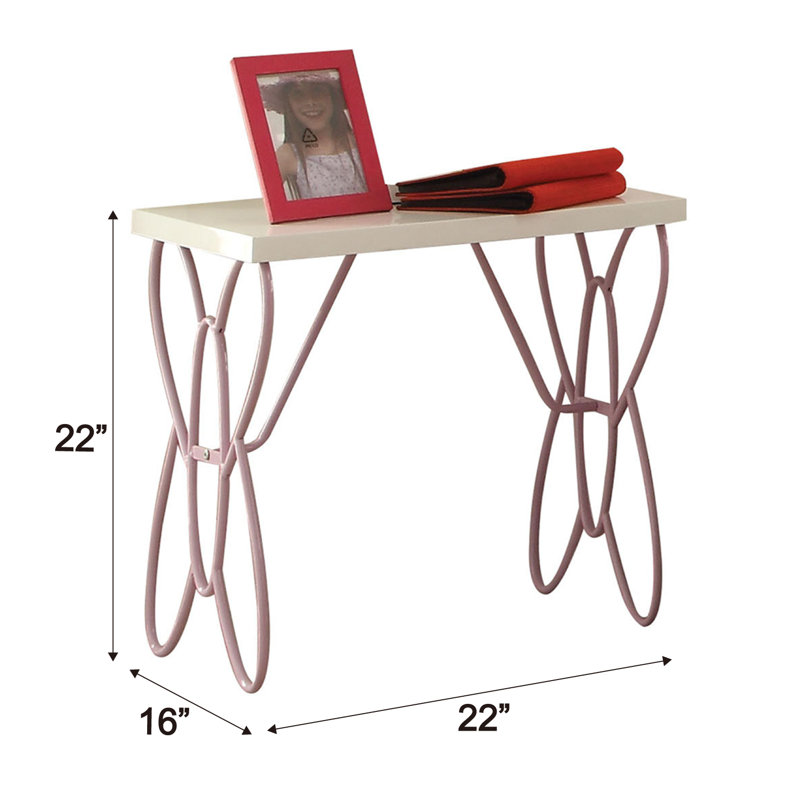 Table de chevet rectangulaire Corringham en blanc et mauve clair