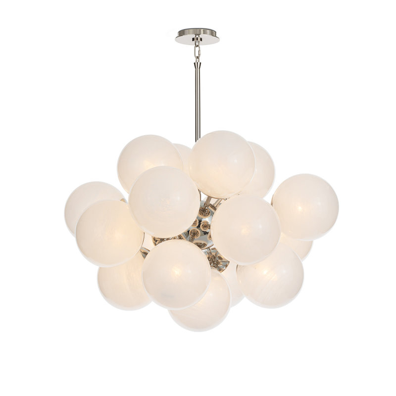 Shine Chandelier (Natural Brass with Smoke Glass), Polished Nickel, Swirl Glass