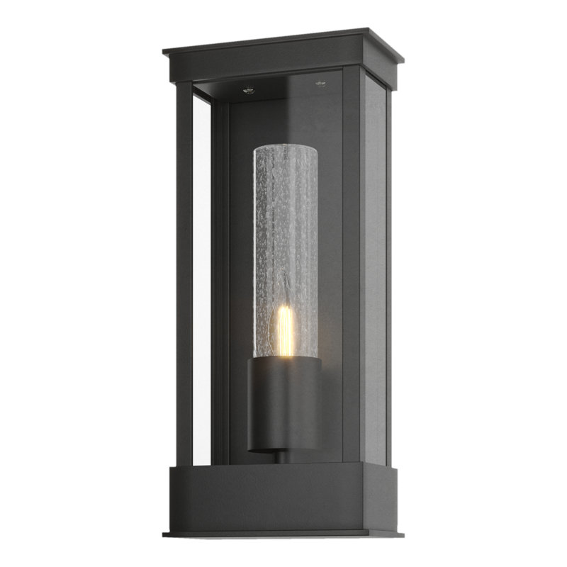 Lanterne murale d'extérieur Portico, Noir bord de mer, H 14,8 po x l 6,3 po x P 4 po, Verre transparent martelé