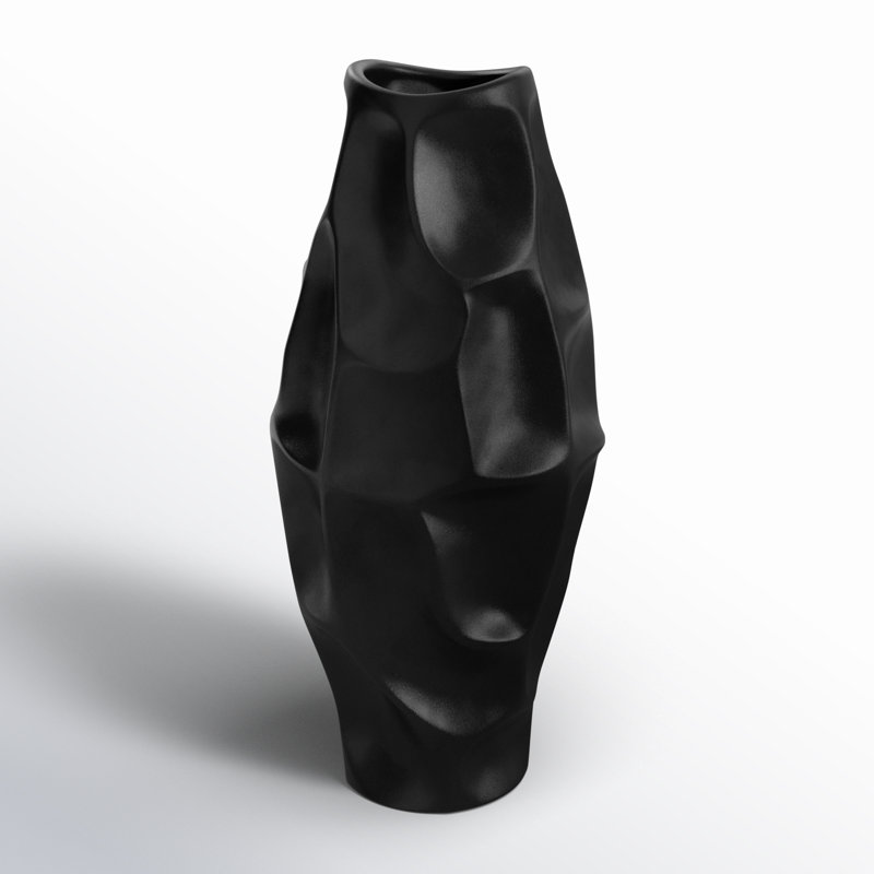 Antwerp Handmade Stoneware Table Vase, 17" H x 8" W x 8" D, Black
