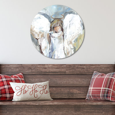 Décoration ange circulaire en bois 12 po x 12 po