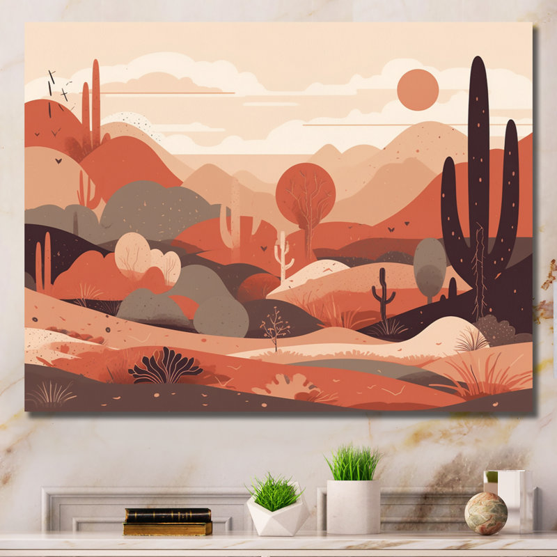 «Sublime Desert Simplicity - Minimalisme», art mural, H 12 po x l 20 po x P 1 po, Toile tendue