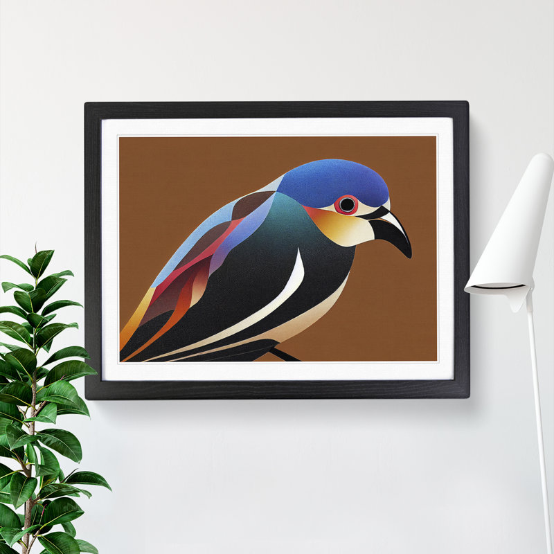 Abstract Bird - Single Picture Frame Print, Black Framed, 46cm H x 64cm W x 2cm D