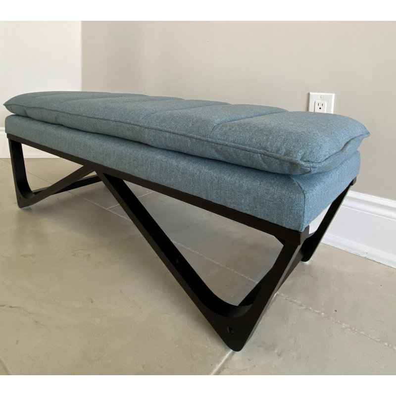 Banc en bois SEAT4U Kenhorst, Noir, Bleu clair