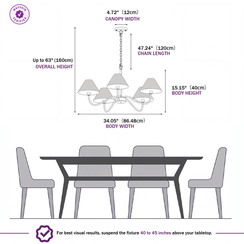 5-Light Dimmable Classic Traditional Chandelier