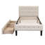 Lit simple tapissier beige avec 2 tiroirs - Strong & Style Design