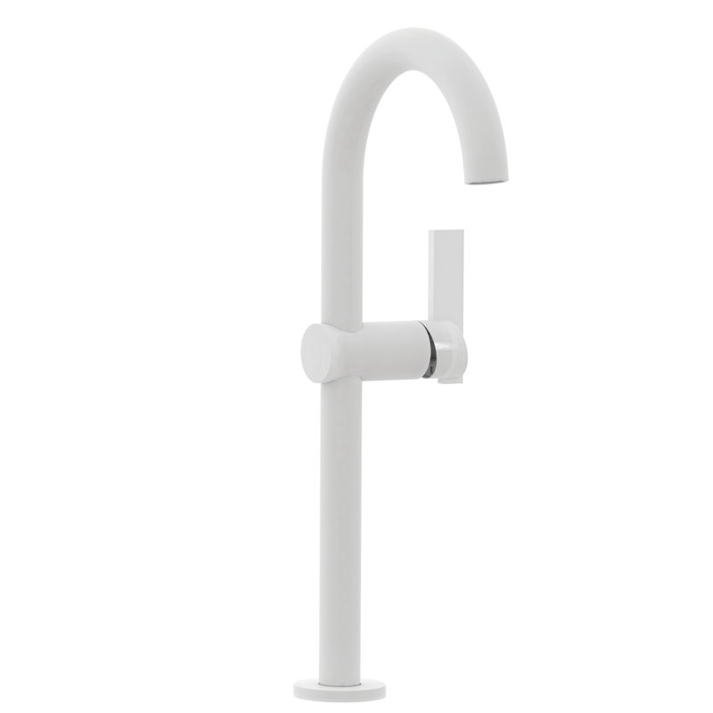 Priya Single Hole Vessel Faucet, Matte White