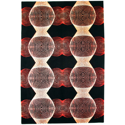 Karim Rashid - 'Vecto Black/Pink' Rug 6' X 9'