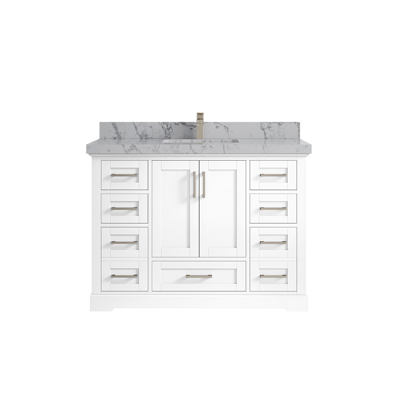 Meuble-lavabo simple l 48 po x P 22 po x H 36 po Esin, Quartz Venatino