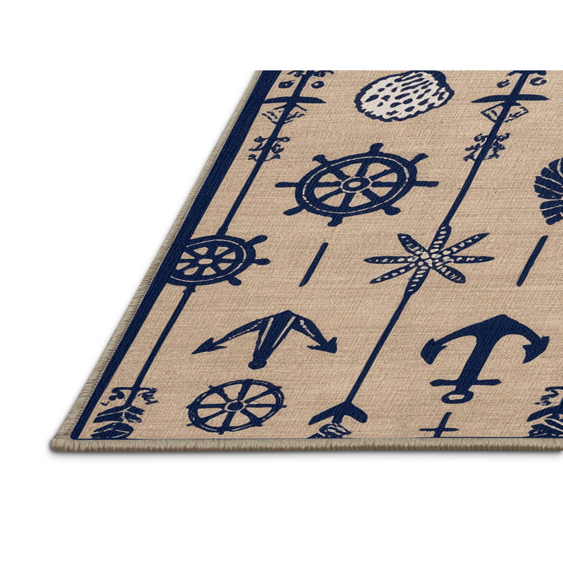  Tapis bord de mer classique lavable Beach House, Rectangulaire 2 pi x 3 pi