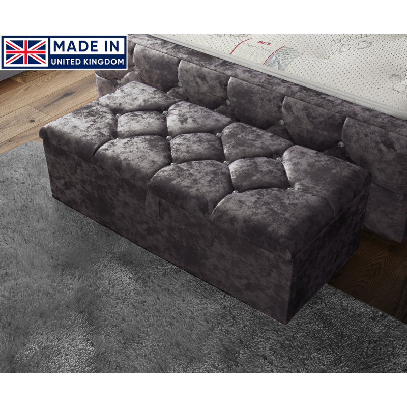 Alax 102cm Wide Rectangle Geometric Standard Ottoman with Storage, Amethyst