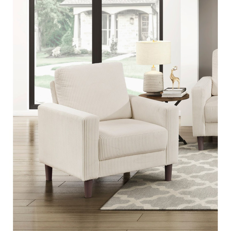 Chaise de salle à manger rembourrée en velours côtelé moderne et contemporain, Beige
