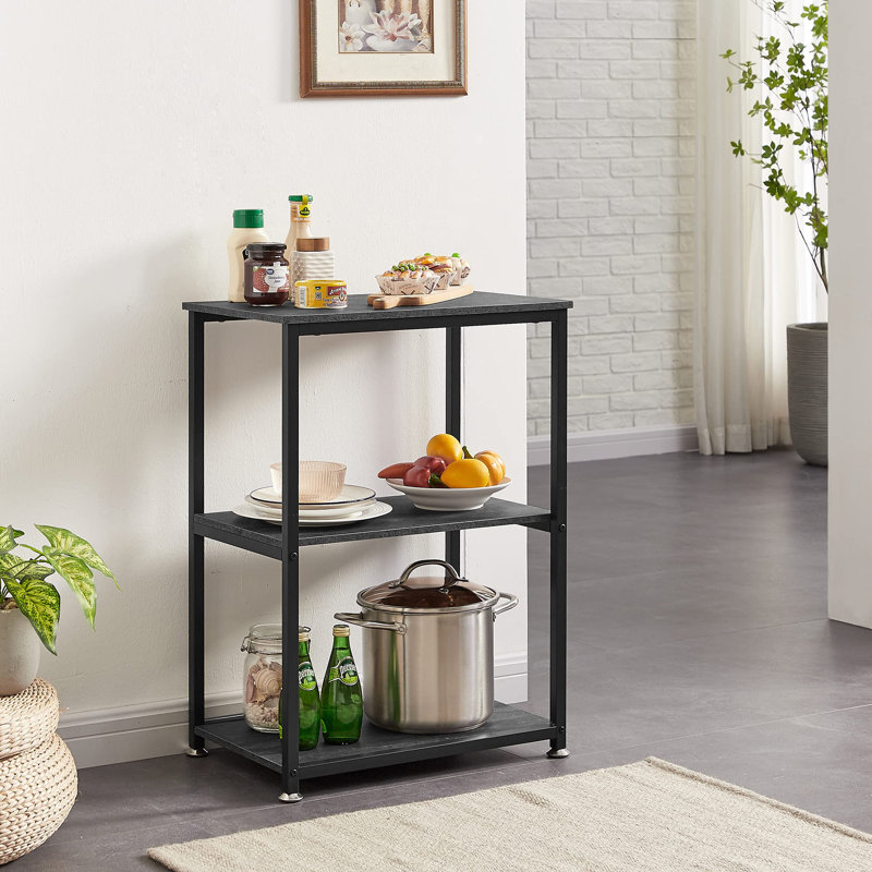 Tall End Side Table,30" Height Nightstand With 3-Tier Storage Shelf, Black