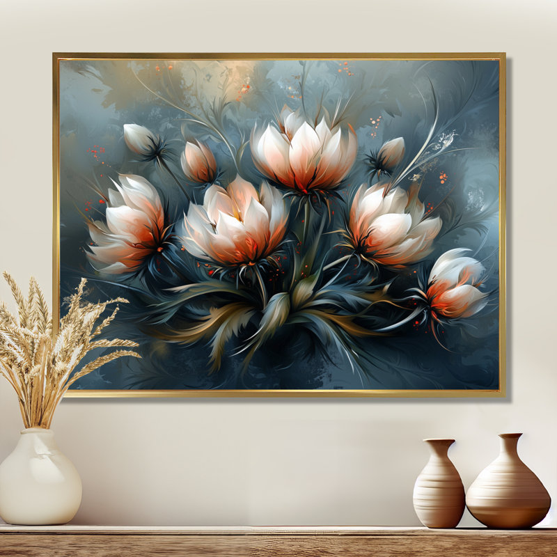 Iretha gris, chardon d'hiver, chanson Harmony IV - Thistle Large, art mural, H 34 po x l 44 po, Impression encadrée flottante