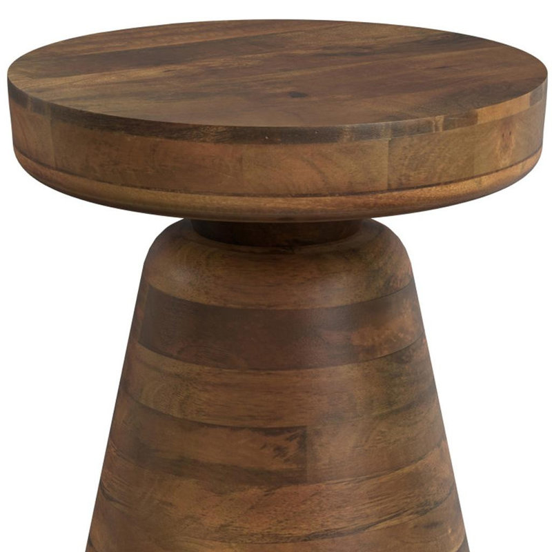 18" Brown Solid Wood Round End Table