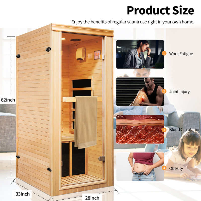 OUTEXER 1 - Person Bluetooth Compatible FAR Infrared Sauna in Hemlock