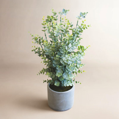 Buis artificiel dans un pot de ciment H 18 po Faux plante décorative verte