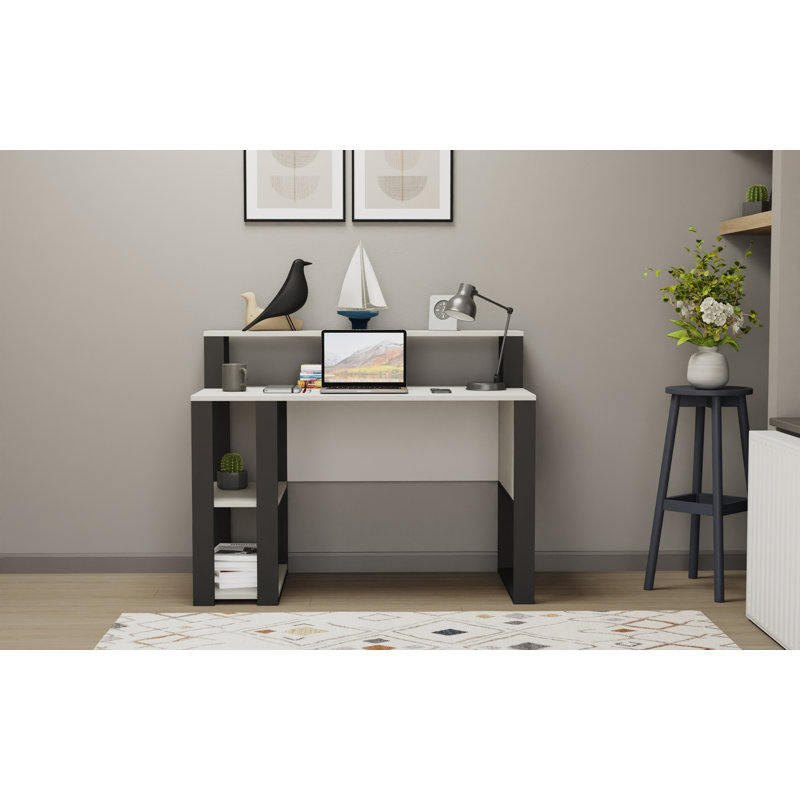 Tramal Geometric Writing Desk, White/Anthracite