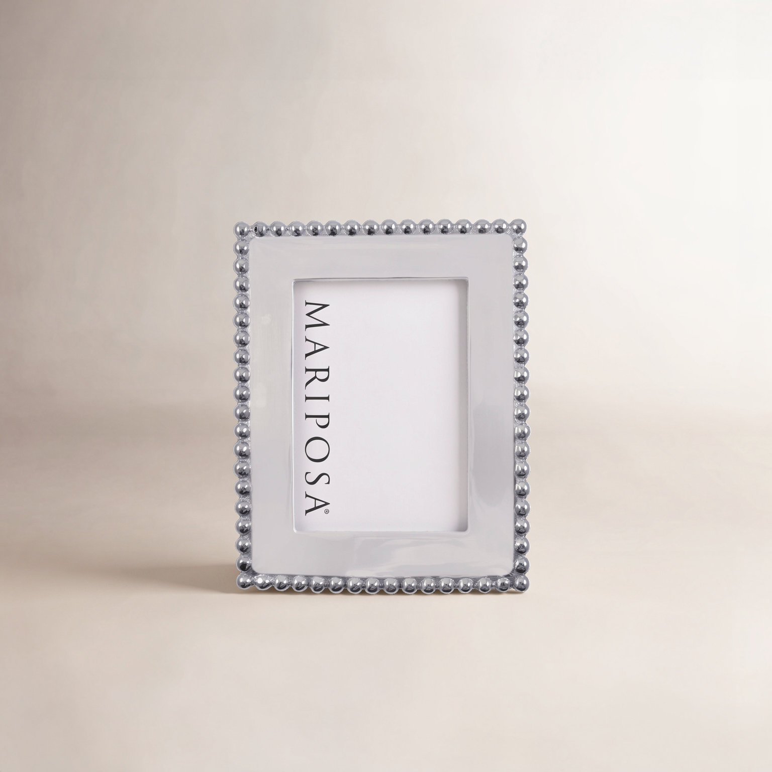 String Of Pearls Silver Metal Beaded Picture Frame, 5" x 7"