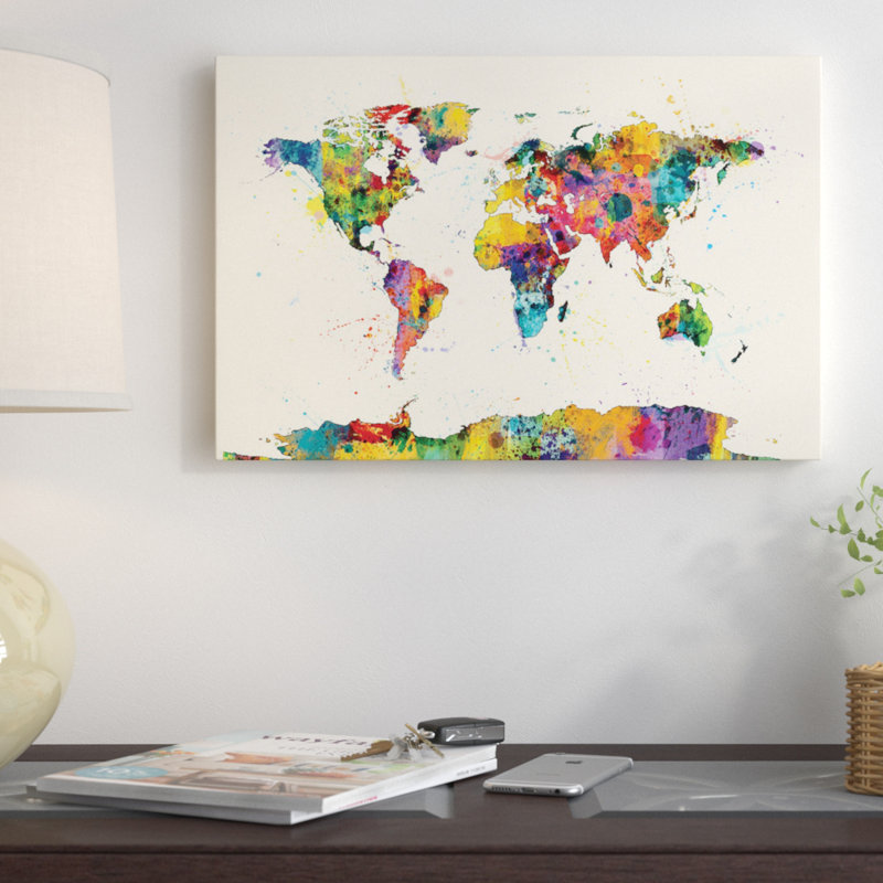 «Drops Of Color II» par Michael Tompsett, impression sur toile tendue, H 18 po x l 26 po x P 1,5 po, Toile avec cadre noir