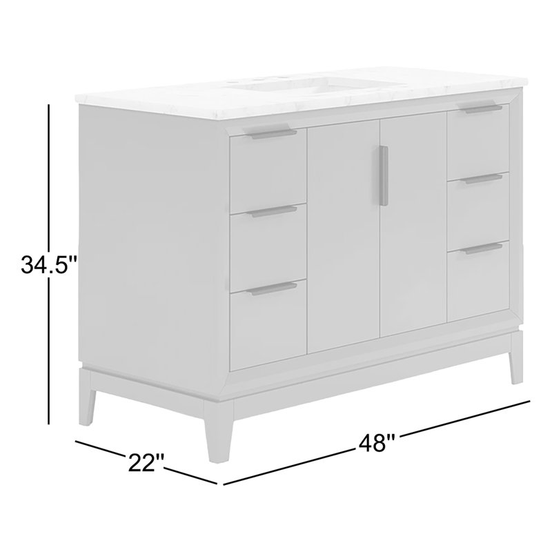 Elizabeth 48" Single Bathroom Vanity Set with Mirror, Cashmere Gray, Matte Black